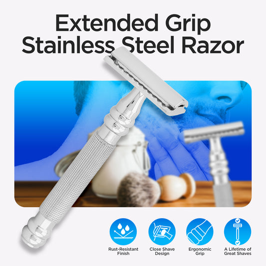Double Edge Razor Stainless Steel Perfect Grip - HARYALI LONDON