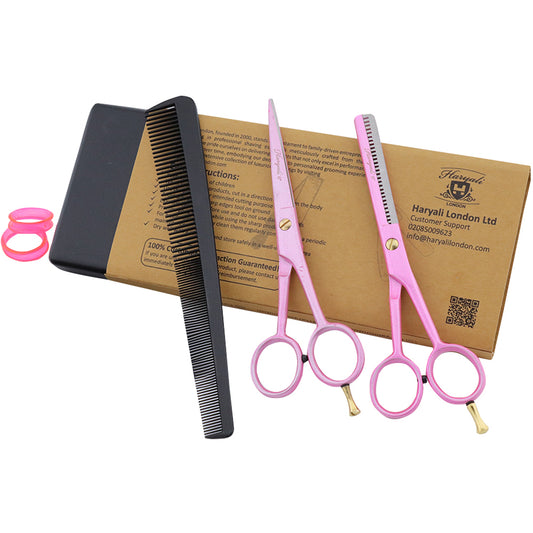 Pink Right Handed 6" Hair Cutting Scissors Thinning Shears Set