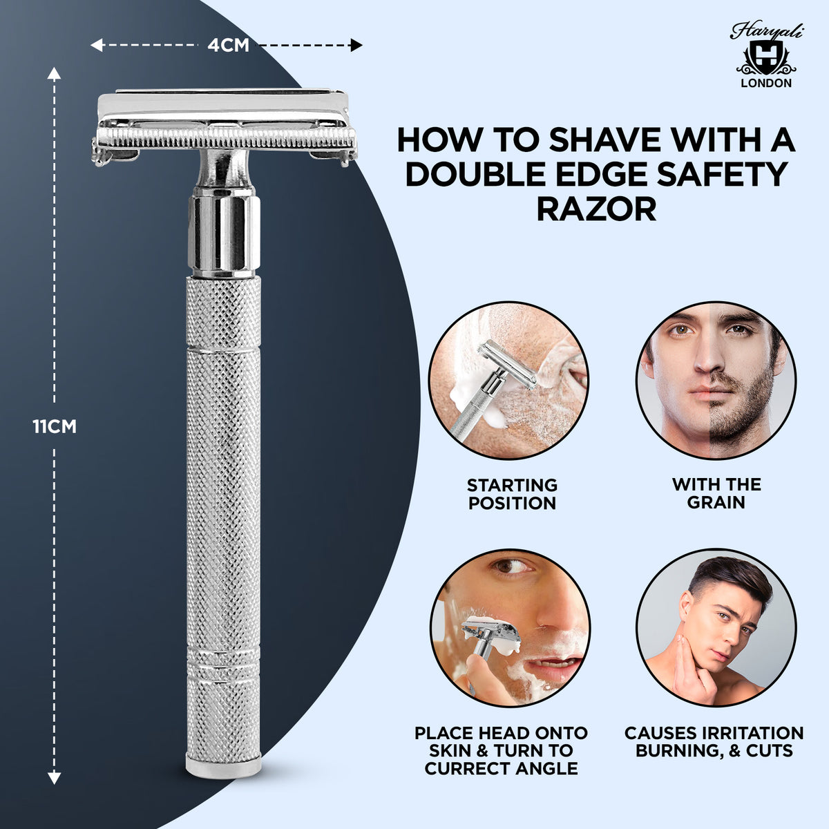 Haryali's Butterfly Safety Razor - Steel Handle - HARYALI LONDON