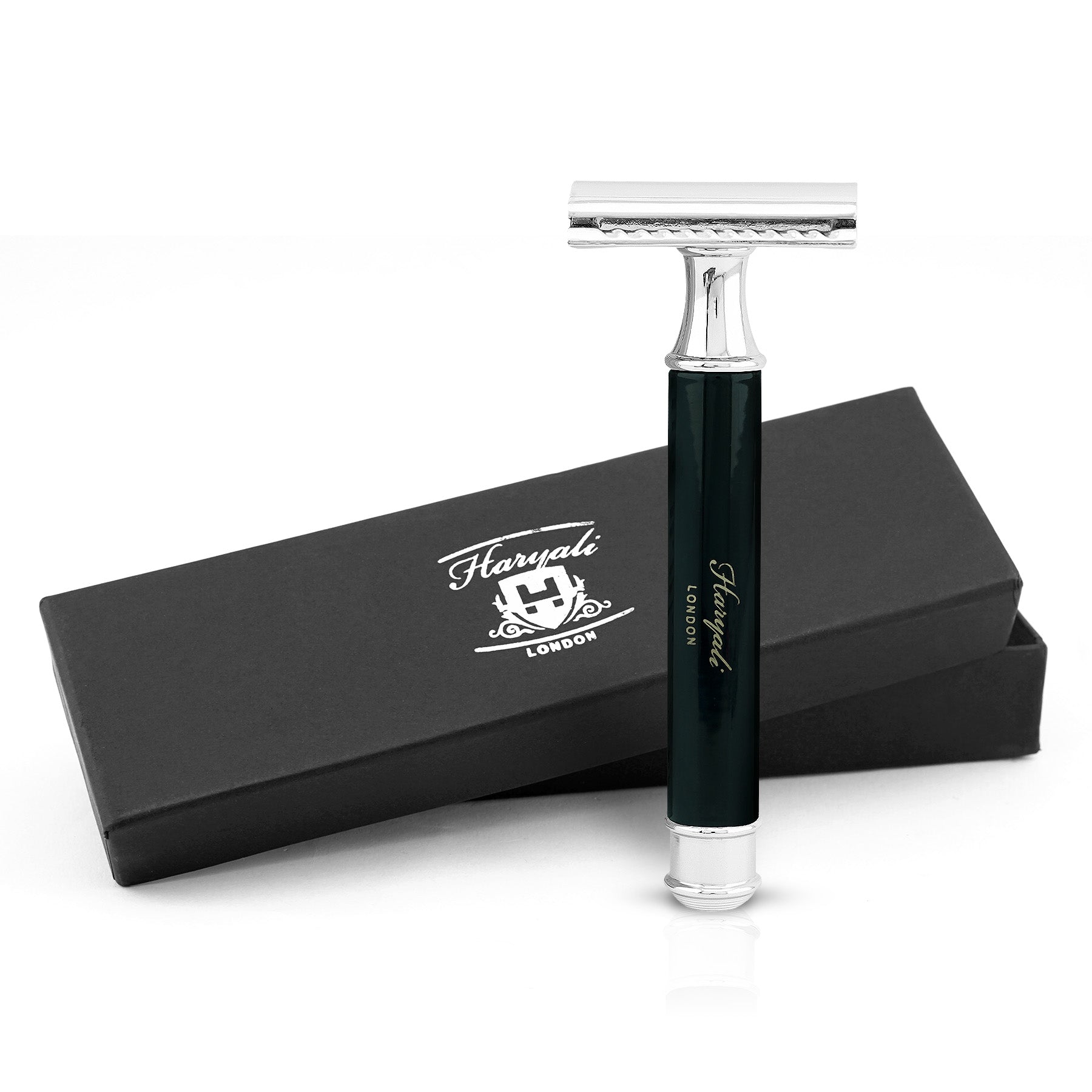 Haryali's Round Double Edge Safety Razor - Black - HARYALI LONDON