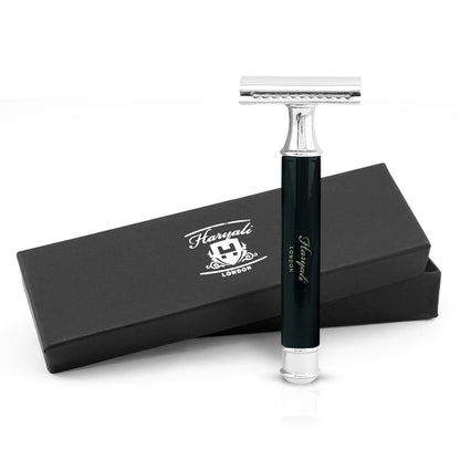 Haryali's Round Double Edge Safety Razor - Black - HARYALI LONDON