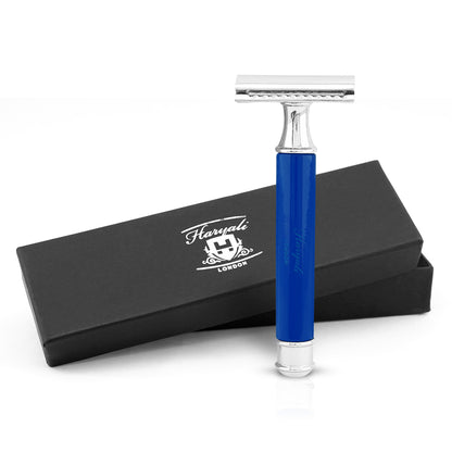 Haryali's Round Double Edge Safety Razor - Blue - HARYALI LONDON