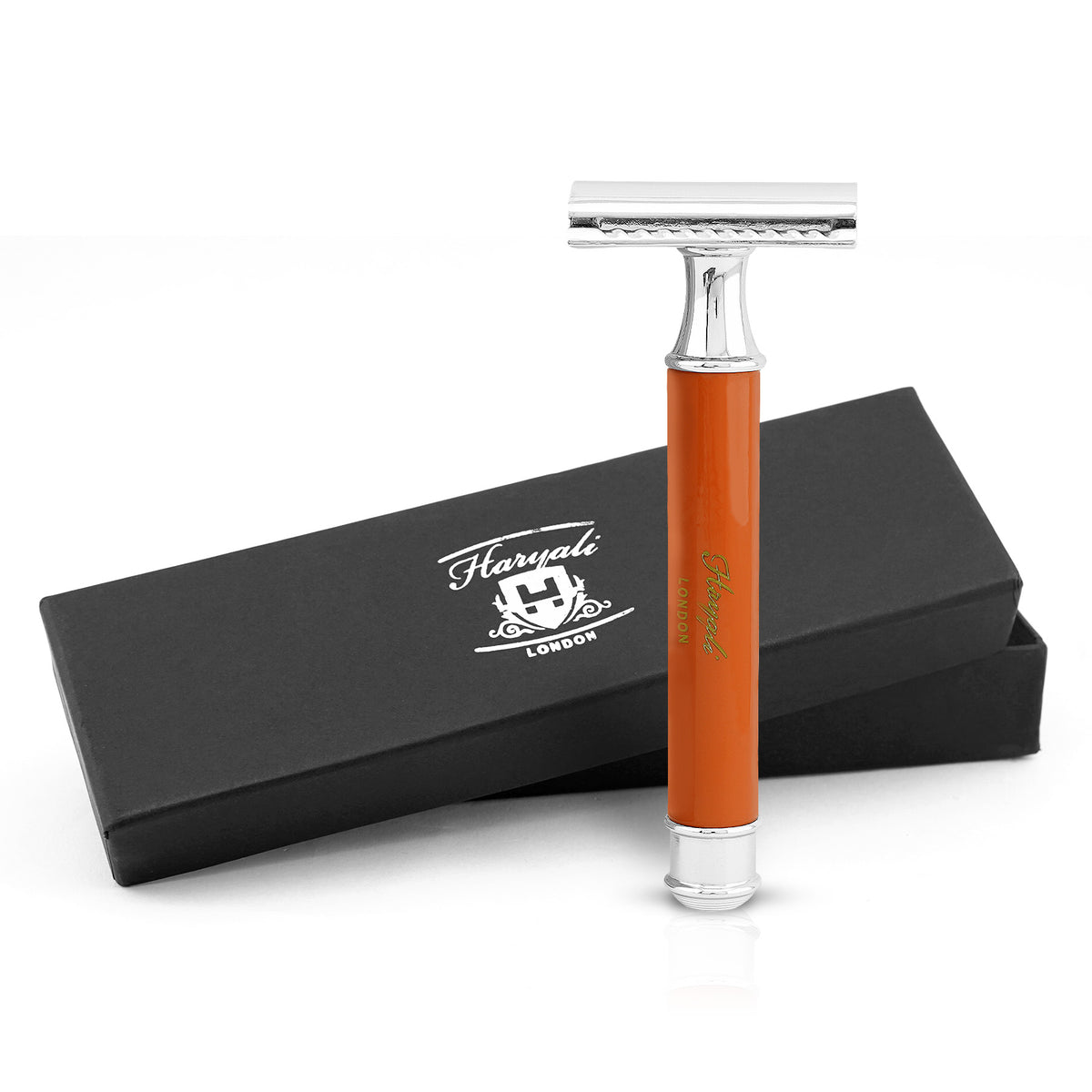 Haryali's Round Double Edge Safety Razor - Orange - HARYALI LONDON