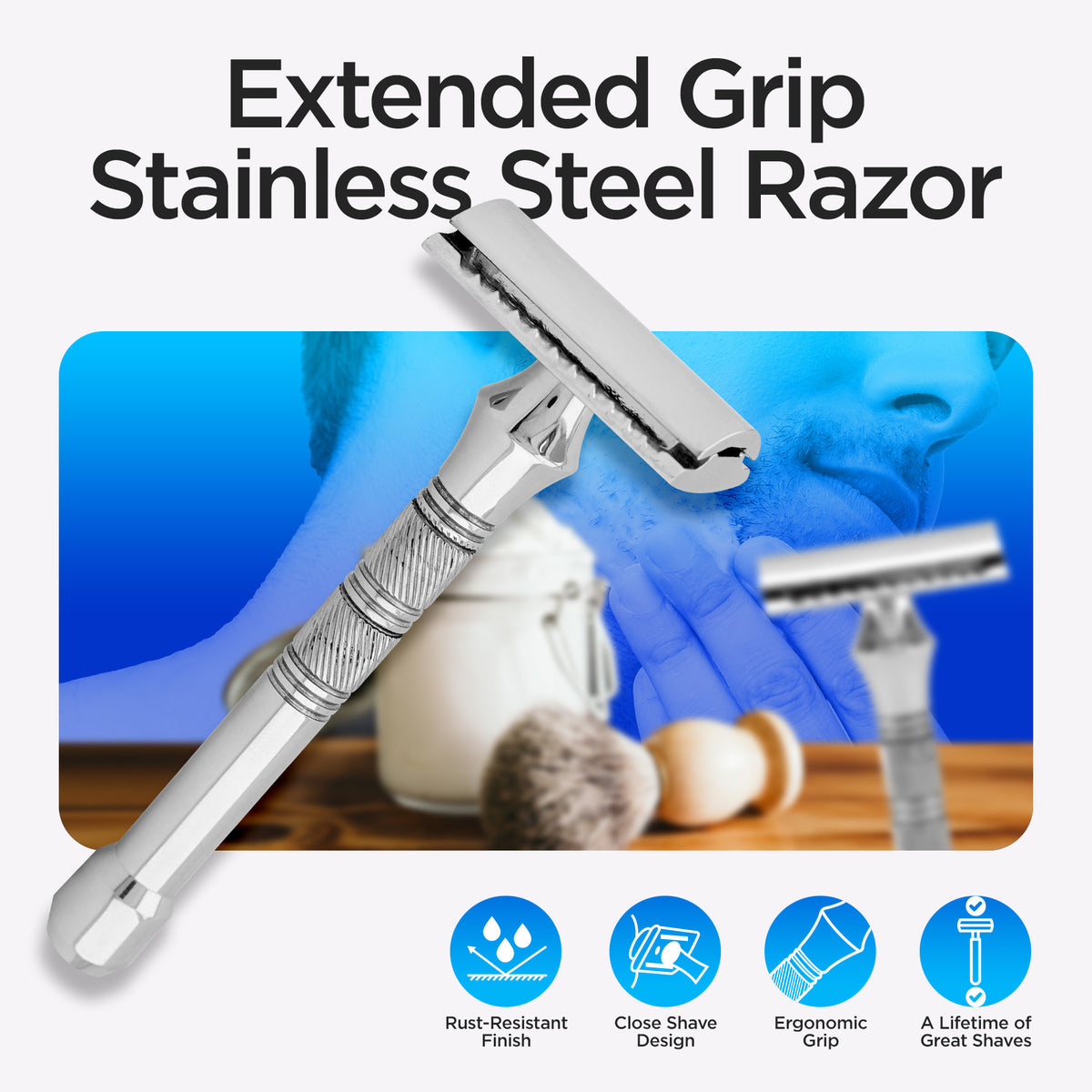 Double Edge Razor Stainless Steel Grip Pad - HARYALI LONDON