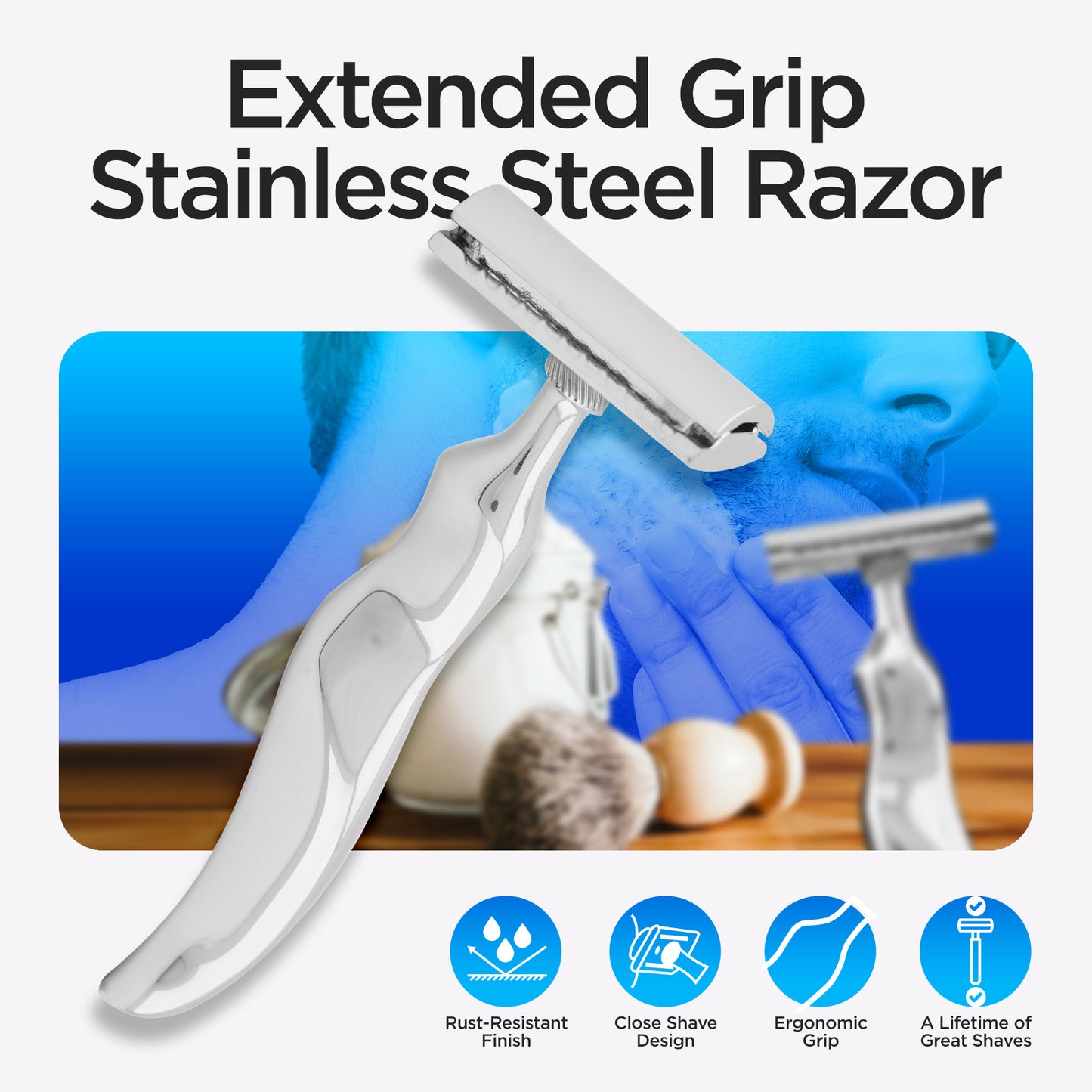 Double Edge Razor Stainless Steel Wavy - HARYALI LONDON