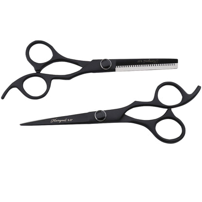 Black 6.5" Barber Scissors & Thinning Shears Set with Fix Hook