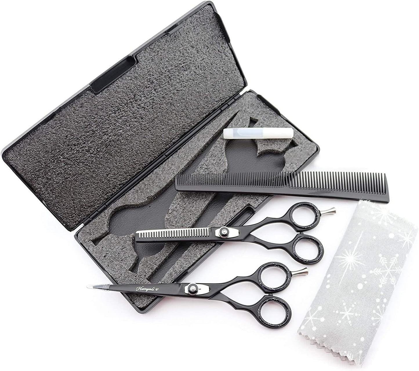 Haryali Black Professional 6 Inch Hair Cutting Thinning Scissors Set - HARYALI LONDON