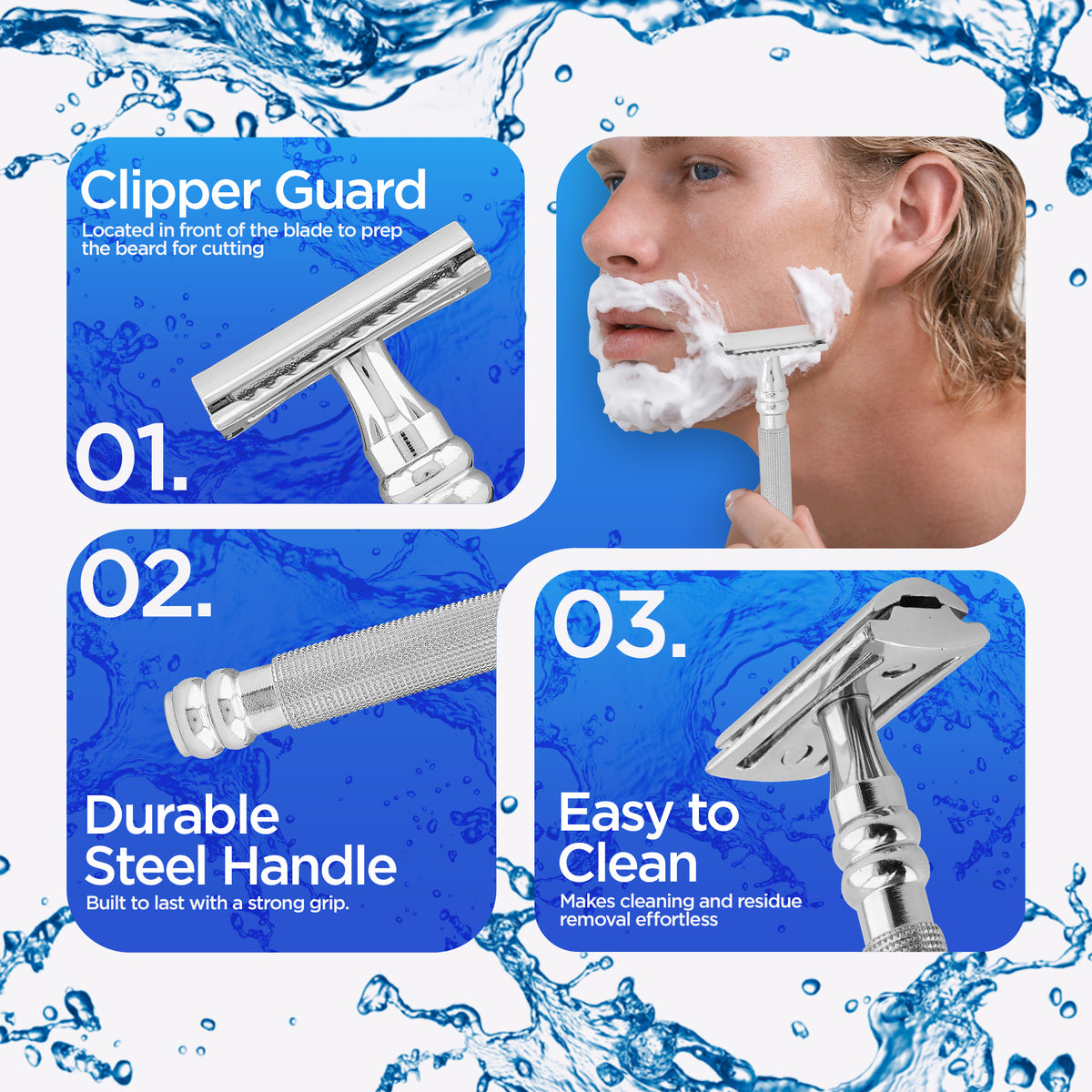 Double Edge Razor Stainless Steel Perfect Grip - HARYALI LONDON