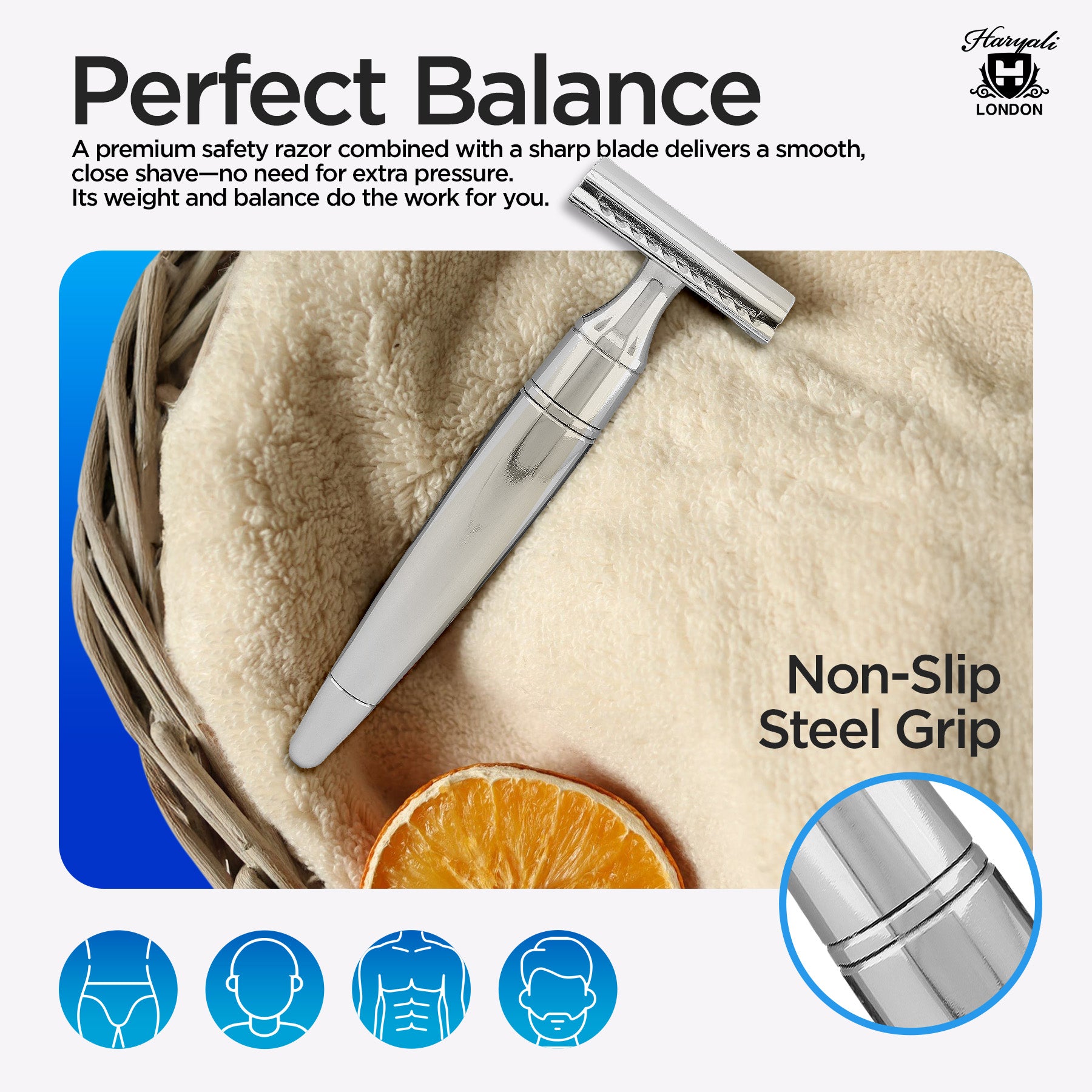 Double Edge Razor Stainless Steel Tapered - HARYALI LONDON