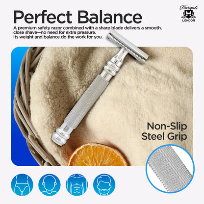 Double Edge Razor Stainless Steel Perfect Grip - HARYALI LONDON