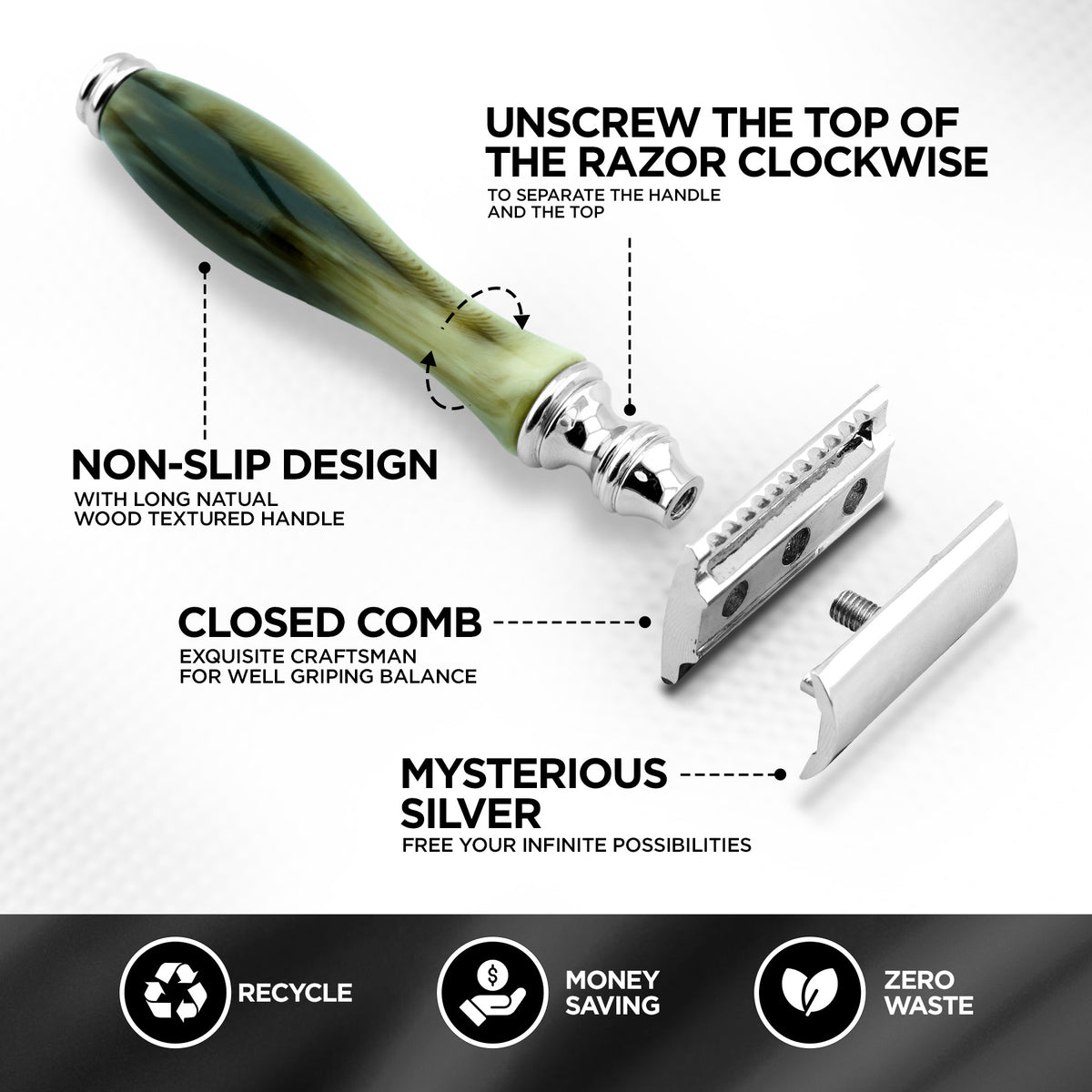 Haryali's Safety Razor - Tortoise Horn Imitation - HARYALI LONDON
