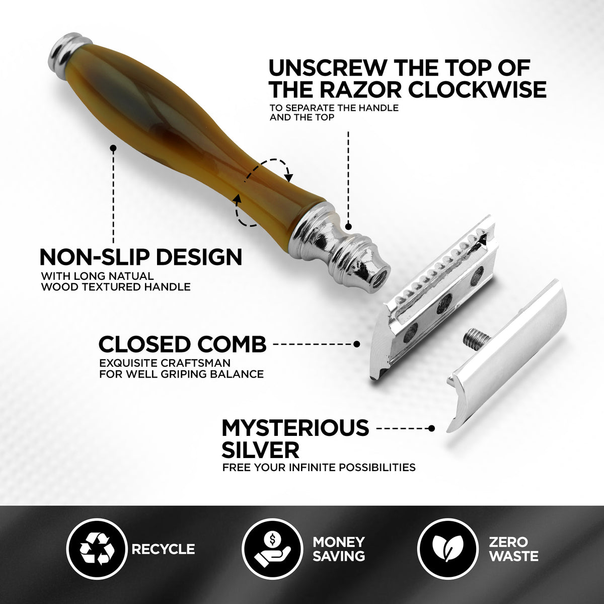 Haryali's Safety Razor - Buffalo Horn Imitation - HARYALI LONDON