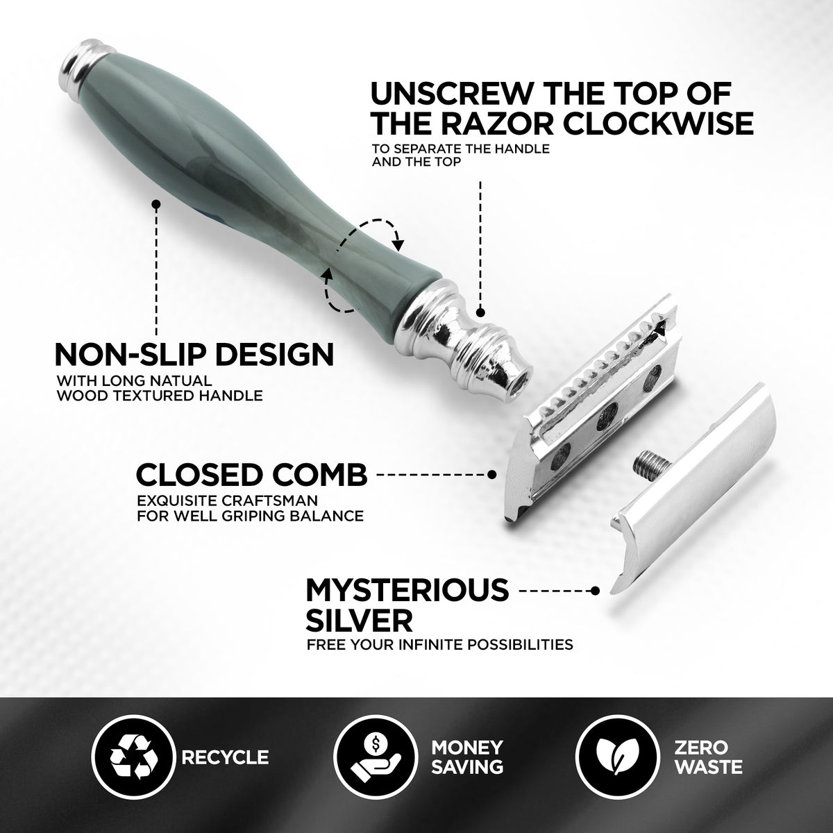 Haryali' Safety Razor - Black Green - HARYALI LONDON