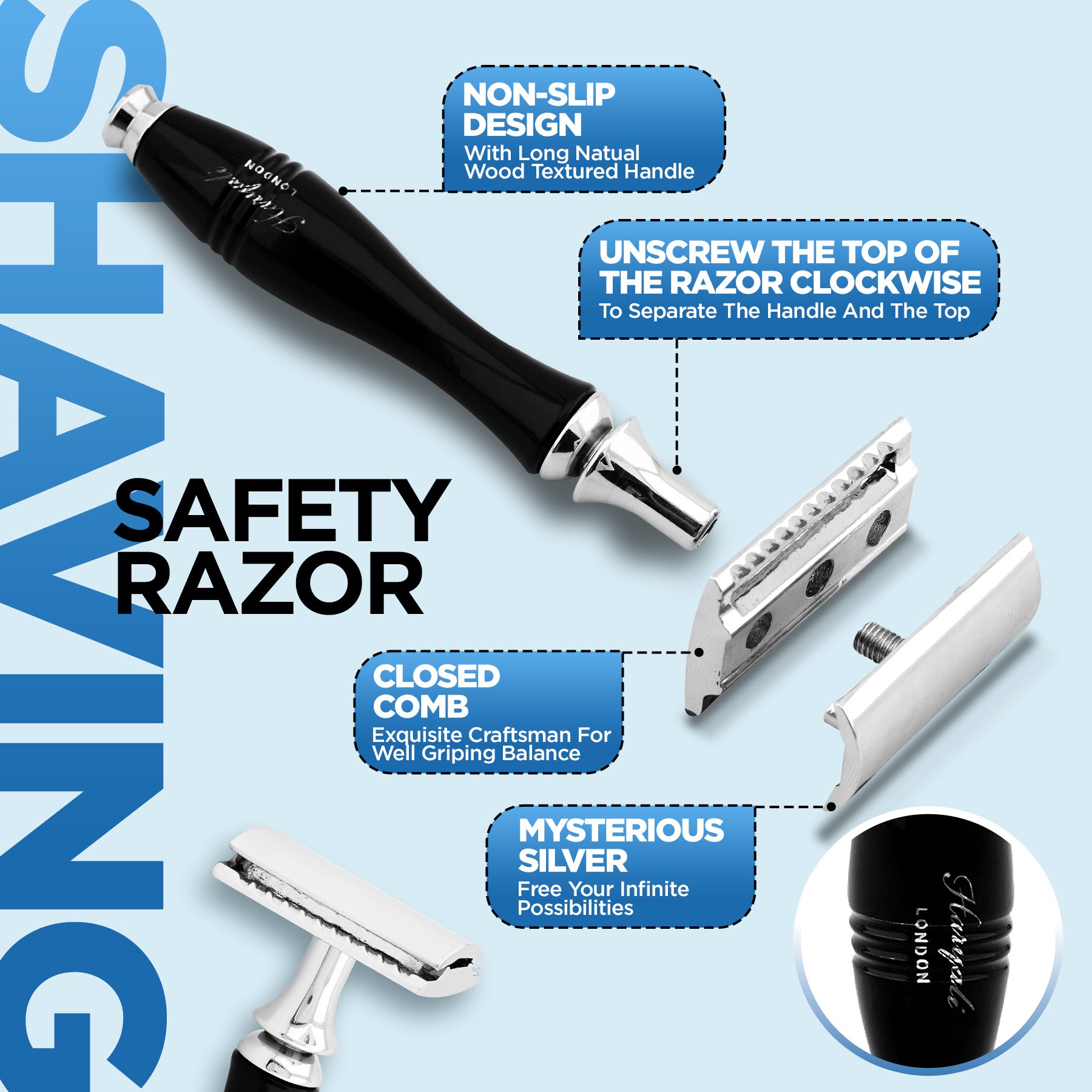 Haryali Double Edge Razor Apex - Black - HARYALI LONDON