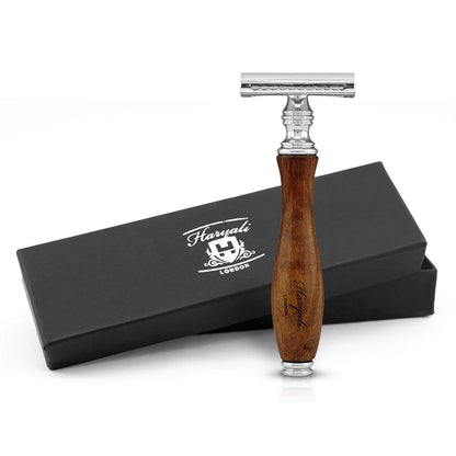 OBH Double Edge Safety Razor in Black, Ivory & Wood Handles