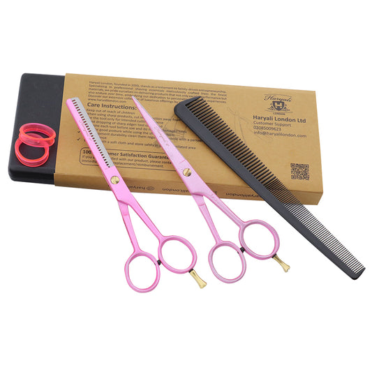 Pink Right Handed 6" Hair Cutting Scissors Thinning Shears Set