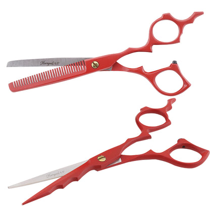 Matte Red 6.5 Inch Hair Cutting & Thinning Shears Scissors Set