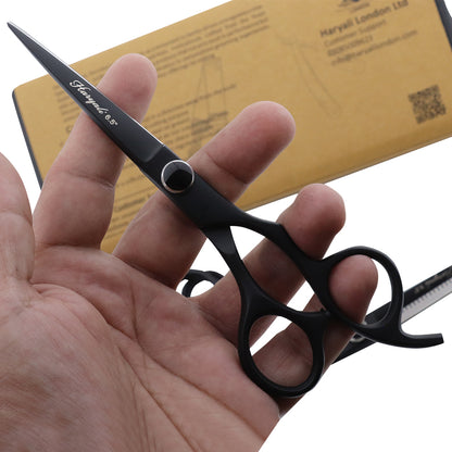 Black 6.5" Barber Scissors & Thinning Shears Set with Fix Hook