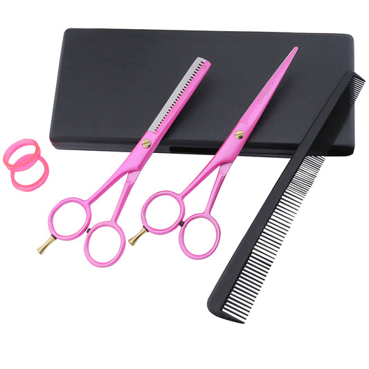 Pink Left-Handed 6" Hair Cutting Scissors Thinning Shears Set