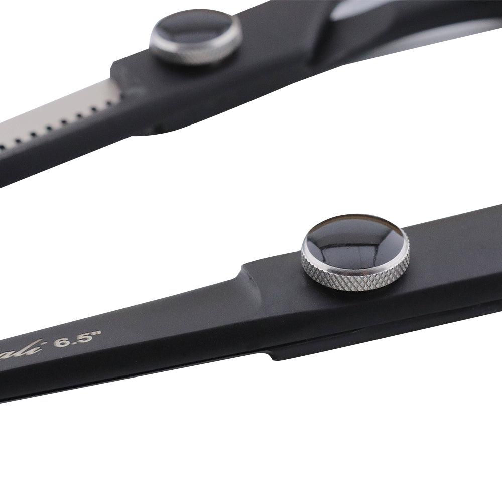 Black 6.5" Barber Scissors & Thinning Shears Set with Fix Hook