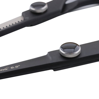 Black 6.5" Barber Scissors & Thinning Shears Set with Fix Hook
