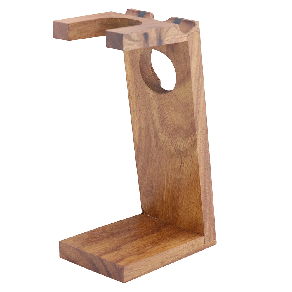 Elegant Wooden Dual Stand for Shaving Brush & Razor