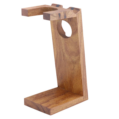 Elegant Wooden Dual Stand for Shaving Brush & Razor