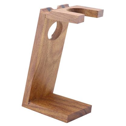Elegant Wooden Dual Stand for Shaving Brush & Razor