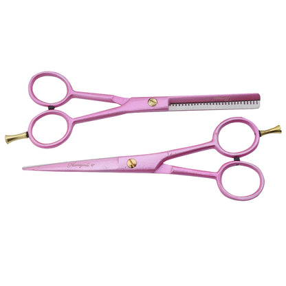 Pink Right Handed 6" Hair Cutting Scissors Thinning Shears Set