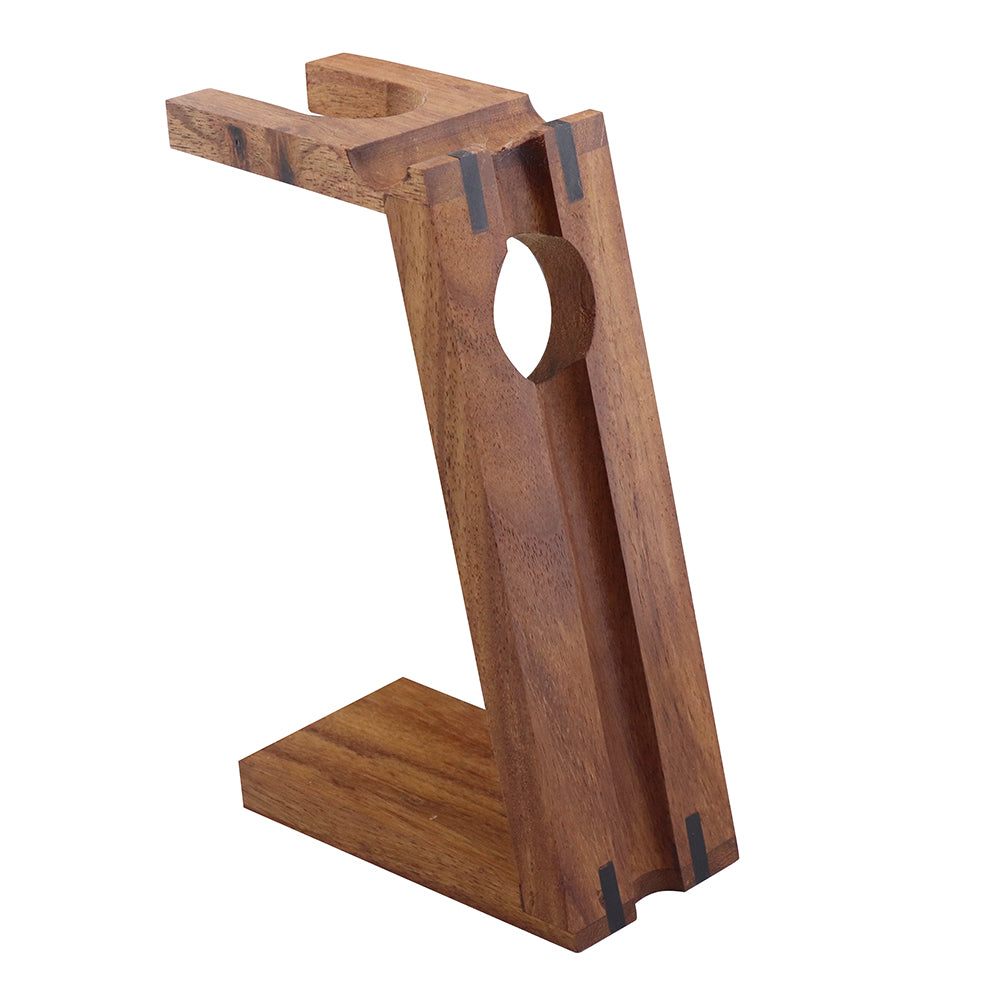 Elegant Wooden Dual Stand for Shaving Brush & Razor