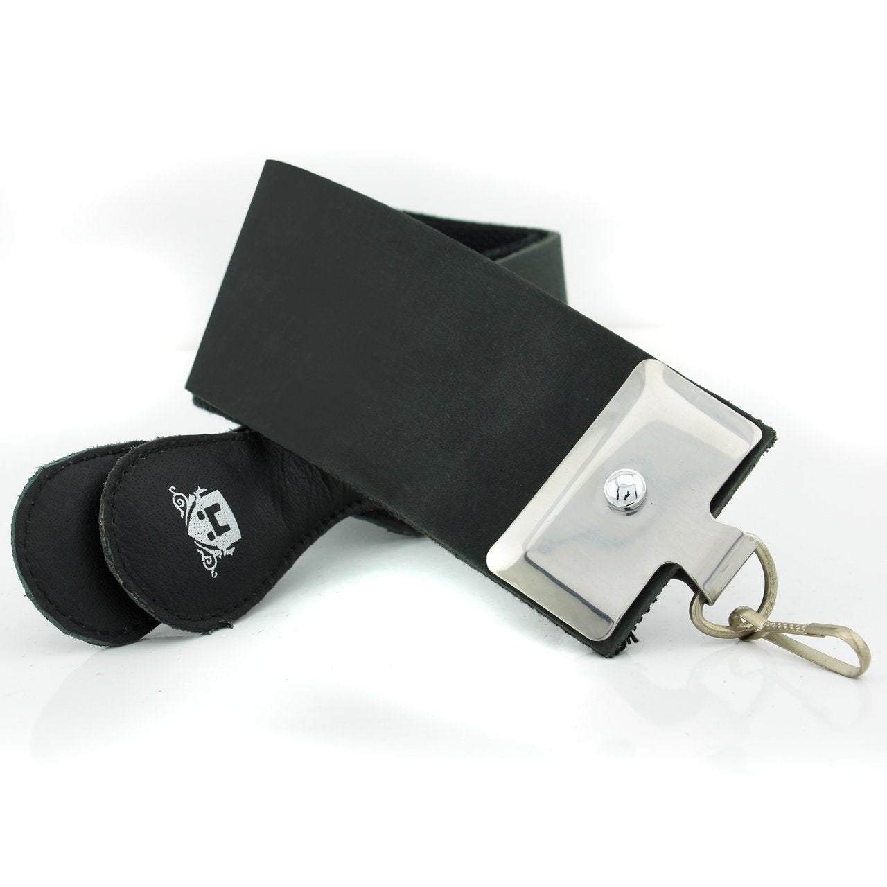 Pure Black Double Sided Leather Strop Belt, Knife Sharpening Strop With Handle, Best Razor Sharpner - HARYALI LONDON