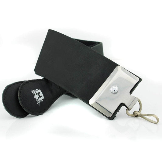 Pure Black Double Sided Leather Strop Belt, Knife Sharpening Strop With Handle, Best Razor Sharpner - HARYALI LONDON