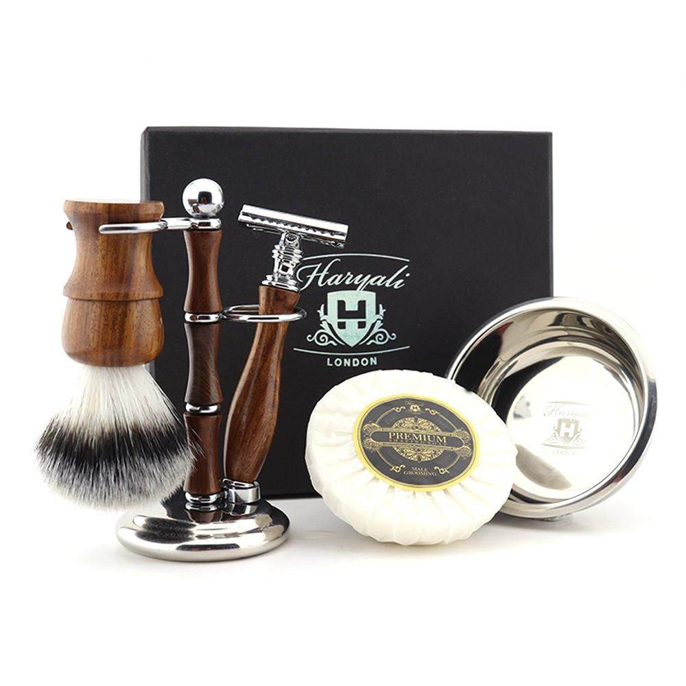 Haryali's Wooden Synthetic Hair Shaving Set - HARYALI LONDON