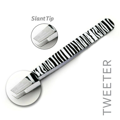 Professional Stainless Steel Zebra Print Eyebrow Tweezers Set - HARYALI LONDON
