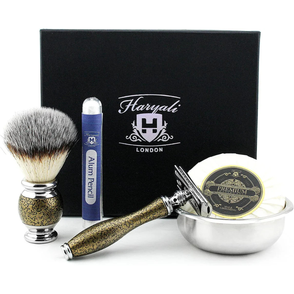 5 Pc Antique Shaving Kit - Gold - HARYALI LONDON