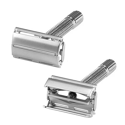 Diamond-Knurled Grip Stainless Steel Butterfly Safety Razor - HARYALI LONDON