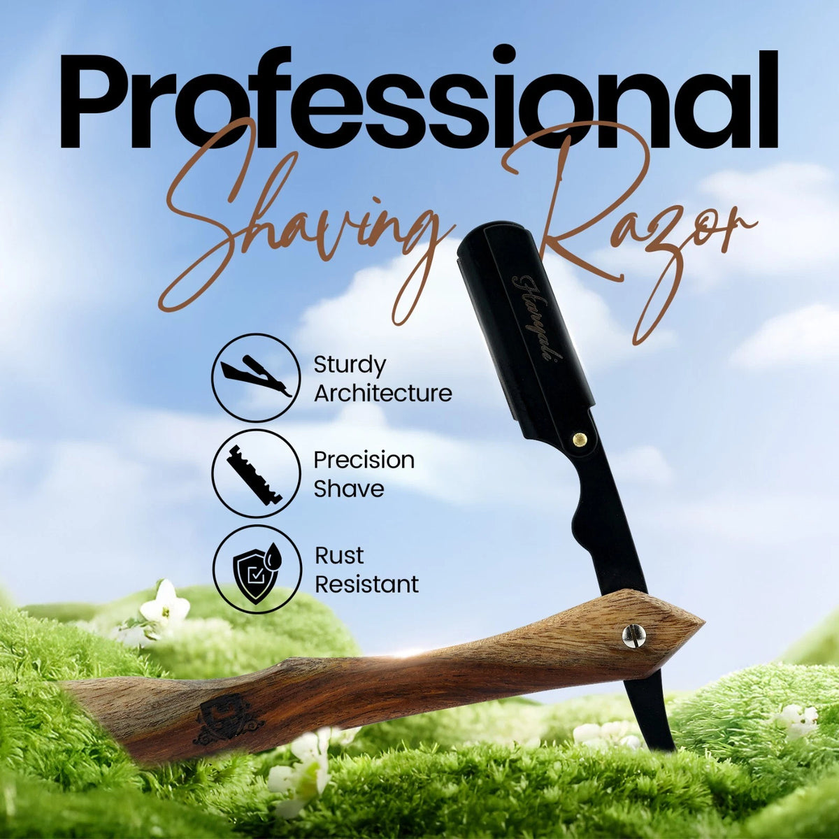 Wooden New Hocky Cut Throat Replaceable Blade Razor - HARYALI LONDON
