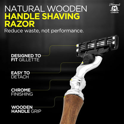 Haryali's 3 Edge Shaving Razor Wooden Handle - HARYALI LONDON