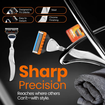 5 Blade Shaving Razor Stainless Steel Wavy Long Handle - HARYALI LONDON