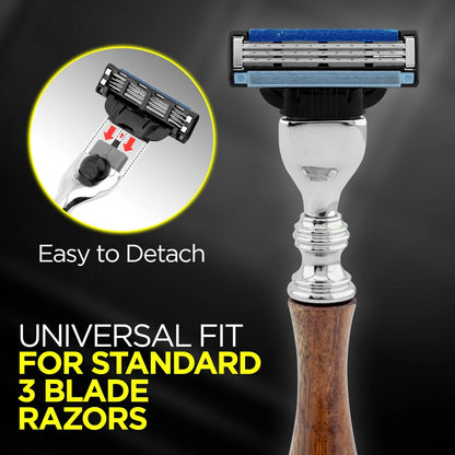 Haryali's 3 Edge Shaving Razor Wooden Handle - HARYALI LONDON