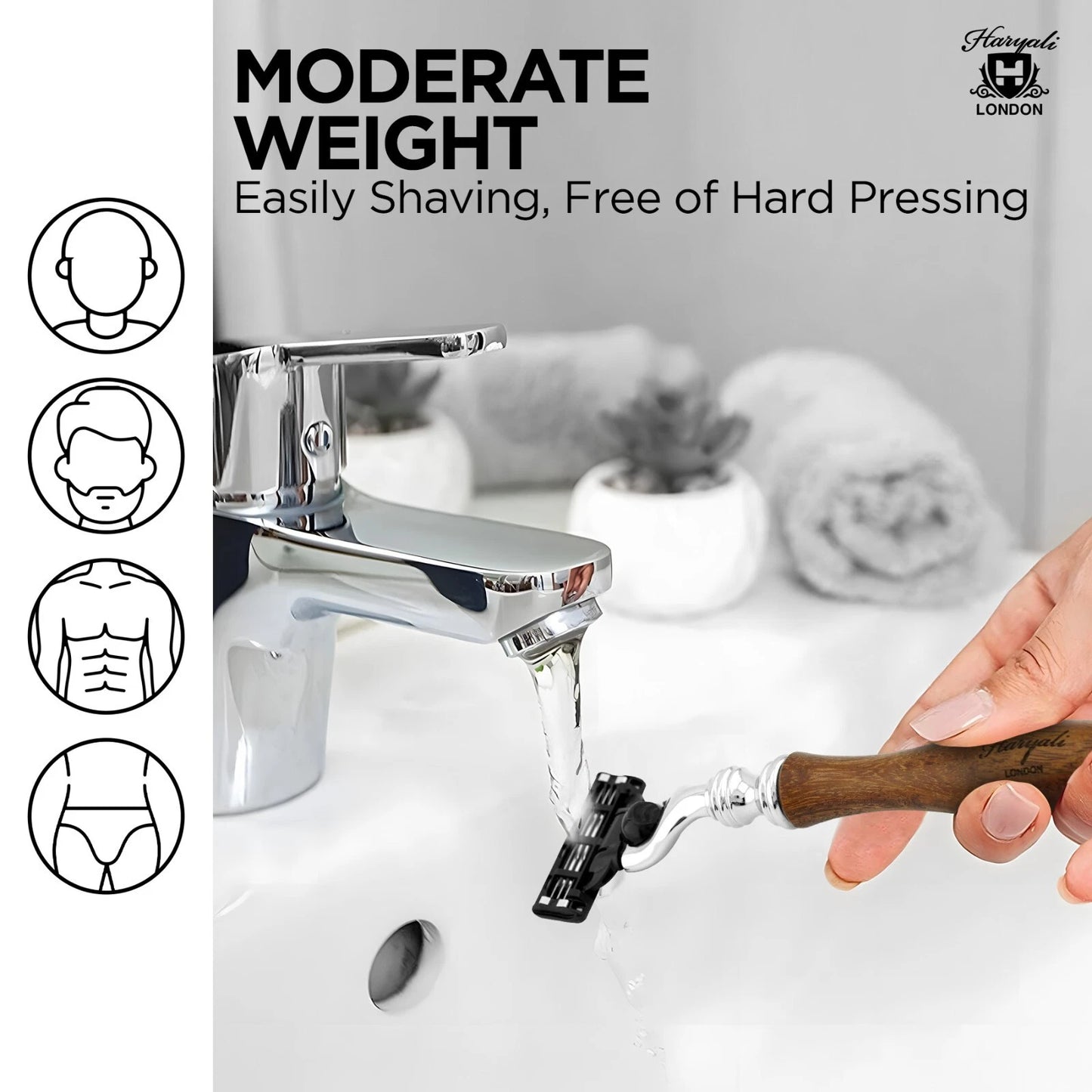 Haryali's 3 Edge Shaving Razor Wooden Handle - HARYALI LONDON