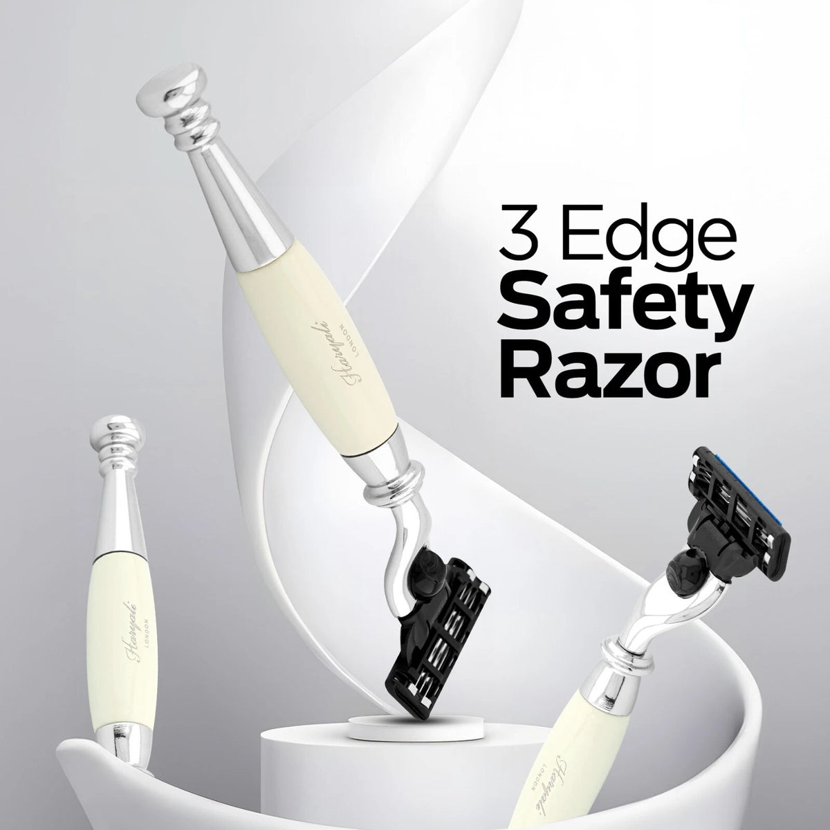 Tandoori 3 Blade Razor Ivory Half Nex Grip - HARYALI LONDON