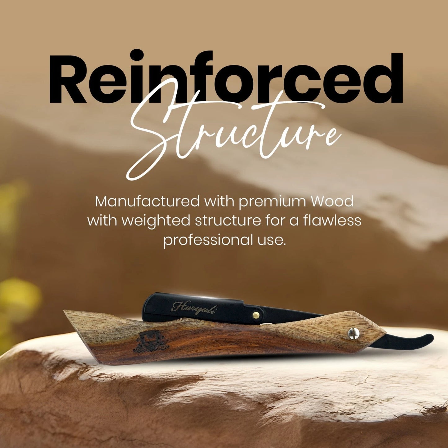 Wooden New Hocky Cut Throat Replaceable Blade Razor - HARYALI LONDON