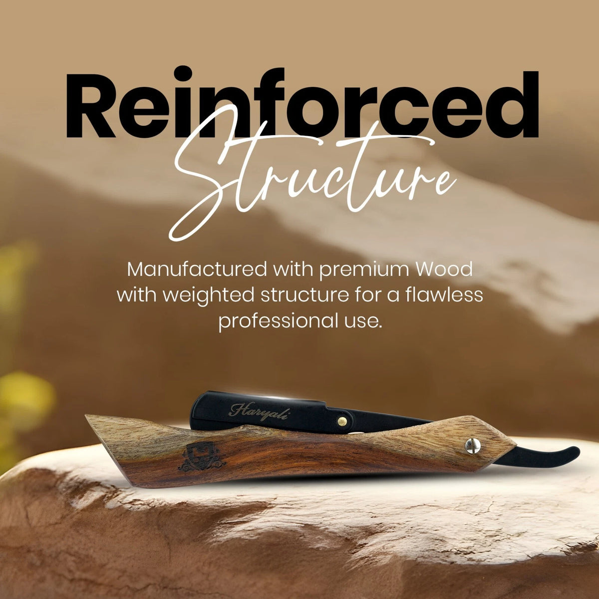 Wooden New Hocky Cut Throat Replaceable Blade Razor - HARYALI LONDON