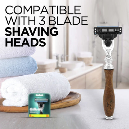 Haryali's 3 Edge Shaving Razor Wooden Handle - HARYALI LONDON