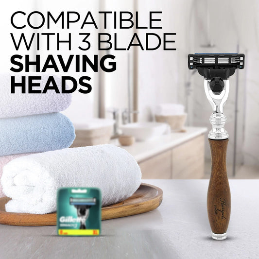 Haryali's 3 Edge Shaving Razor Wooden Handle - HARYALI LONDON