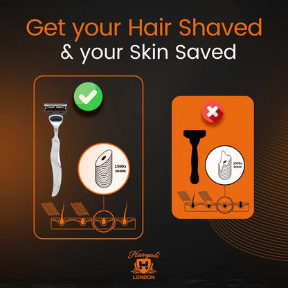 5 Blade Shaving Razor Stainless Steel Wavy Long Handle - HARYALI LONDON