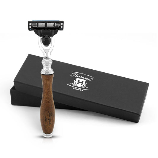 Haryali's 3 Edge Shaving Razor Wooden Handle - HARYALI LONDON