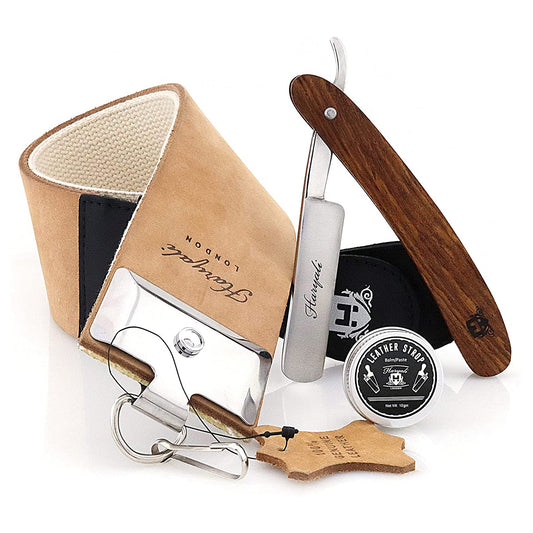 Haryali's Straight Razor Set - Wood Handle 